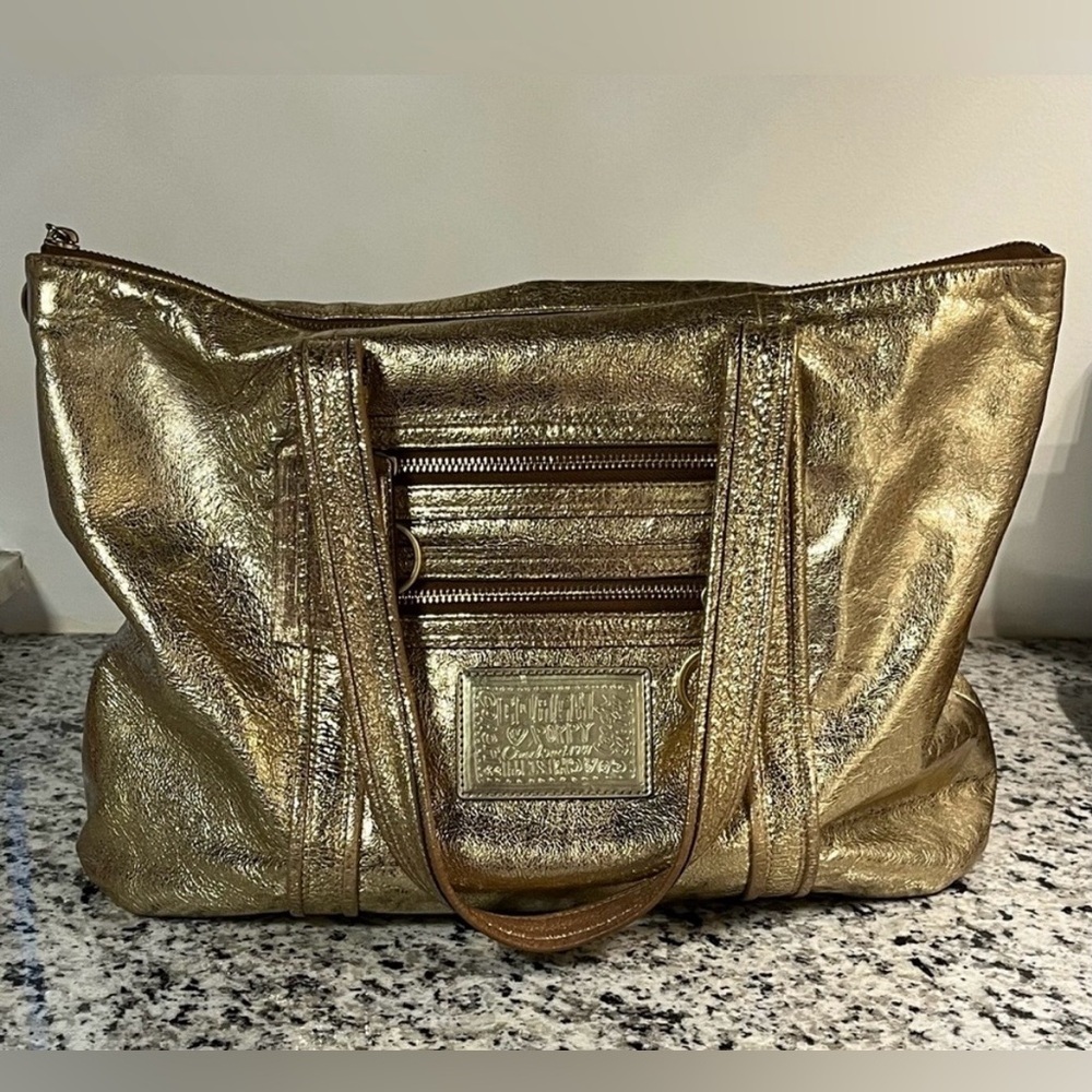 Coach Poppy Gold Metallic Shoulder Bag - Picture 5 of 14